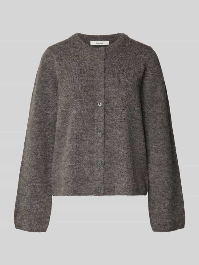 Kurtka o kroju regular fit z dzianiny z mieszanki wełny model ‘LULU’