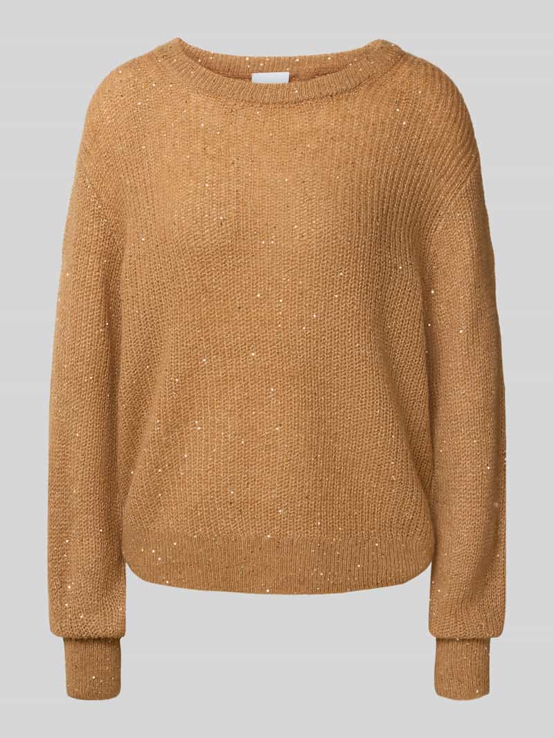 Sweter z dzianiny z cekinowym obszyciem