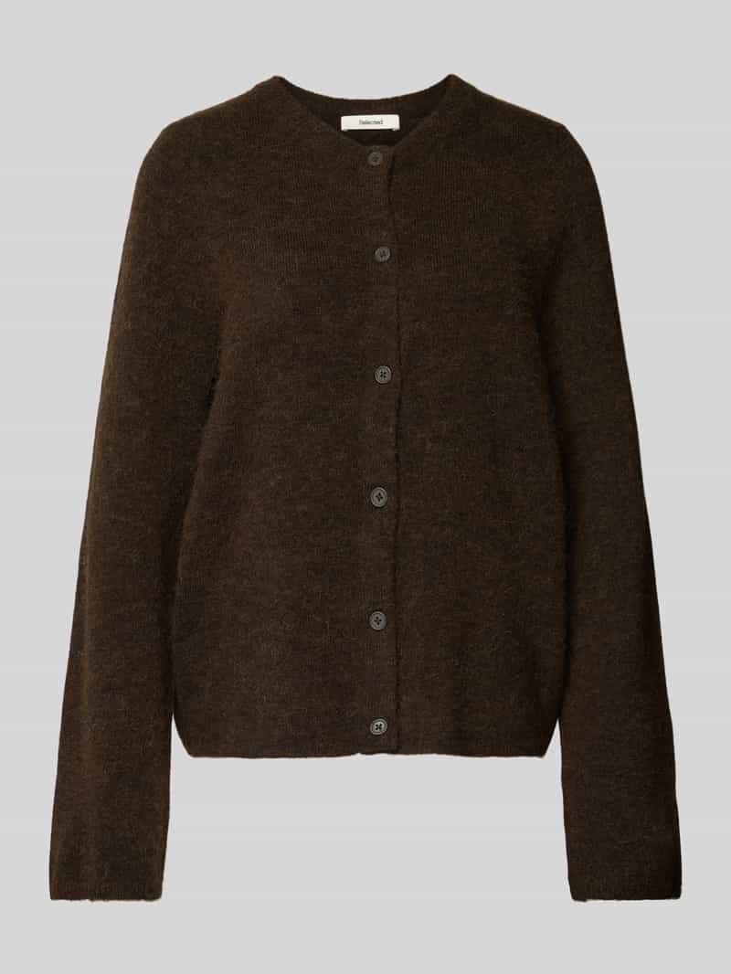 Kurtka o kroju regular fit z dzianiny z mieszanki wełny model ‘LULU’