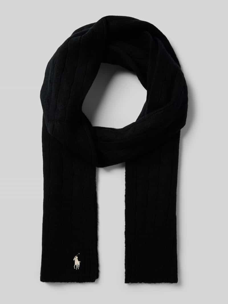 Szal z wyhaftowanym logo