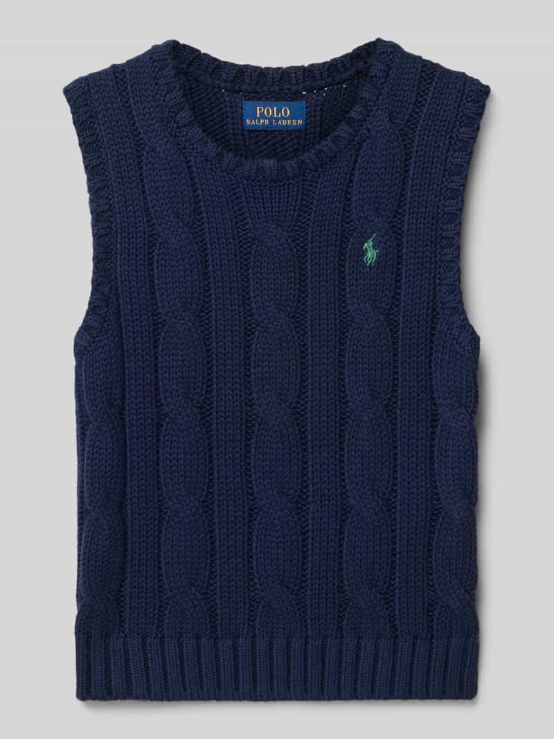 Bezrękawnik o kroju regular fit z imitacji dzianiny z wyhaftowanym logo