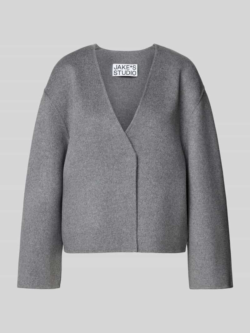 Kurtka z mieszanki wełny z dekoltem w serek