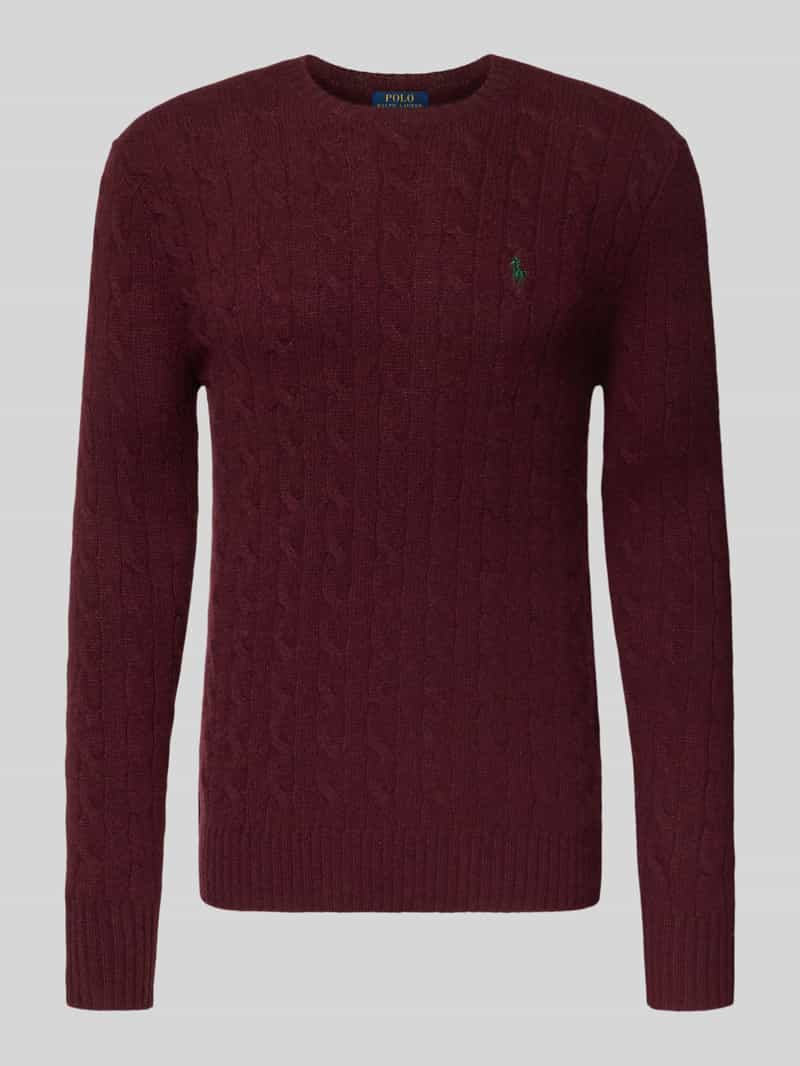 Sweter z dzianiny o kroju regular fit z mieszanki wełny i kaszmiru