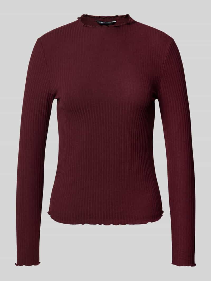 Bluzka o kroju slim fit z długim rękawem i dodatkiem wiskozy model ‘LEMMA’