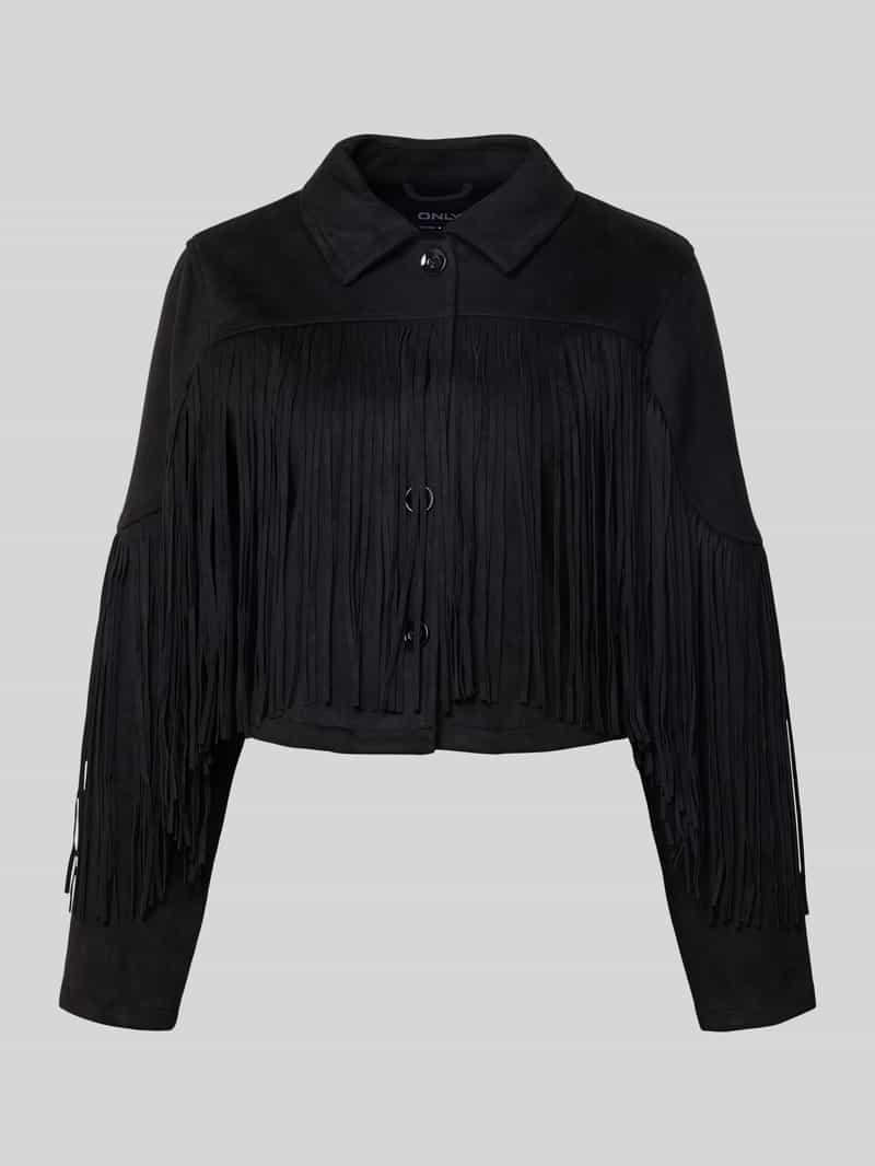 Kurtka z imitacji skóry z długimi frędzlami model ‘DIANE LIFE’