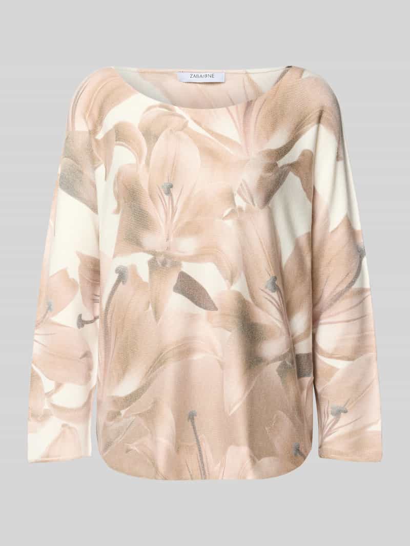 Bluzka z mieszanki wiskozy z długim rękawem i okrągłym dekoltem