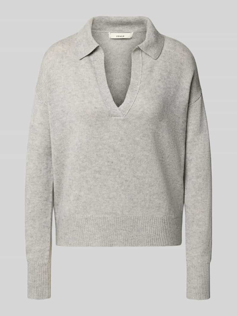 Sweter z dzianiny z mieszanki kaszmiru z dekoltem w serek model ‘IRIS’