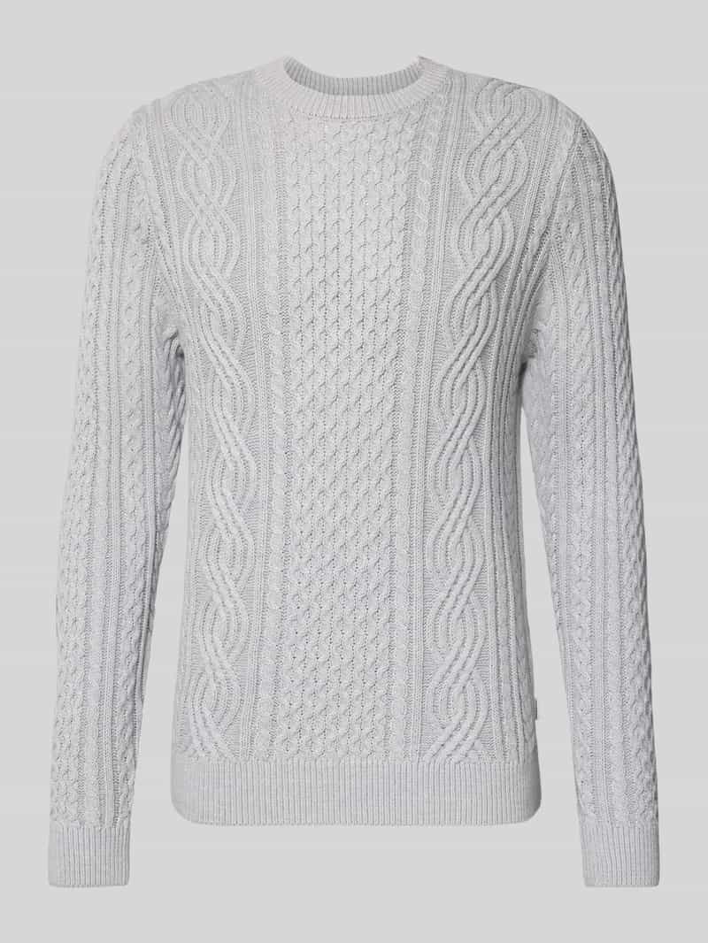 Sweter z dzianiny z prążkowanymi wykończeniami model ‘BLUSEAN’