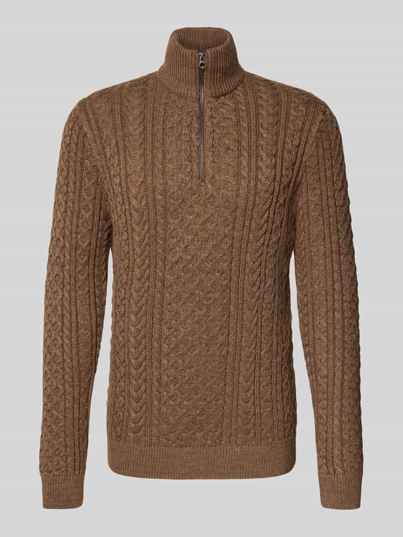 Sweter z dzianiny z prążkowanymi wykończeniami model ‘BLUSEAN’