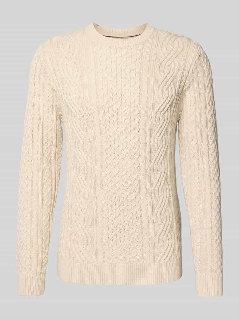 Sweter z dzianiny z prążkowanymi wykończeniami model ‘BLUSEAN’