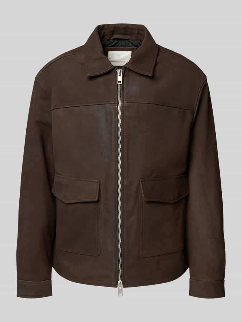 Kurtka skórzana z zamkiem błyskawicznym dwustronnym model ‘LEWIS’