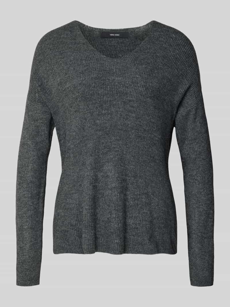 Sweter z dzianiny o kroju regular fit z dekoltem w serek model ‘CREWLEFILE’