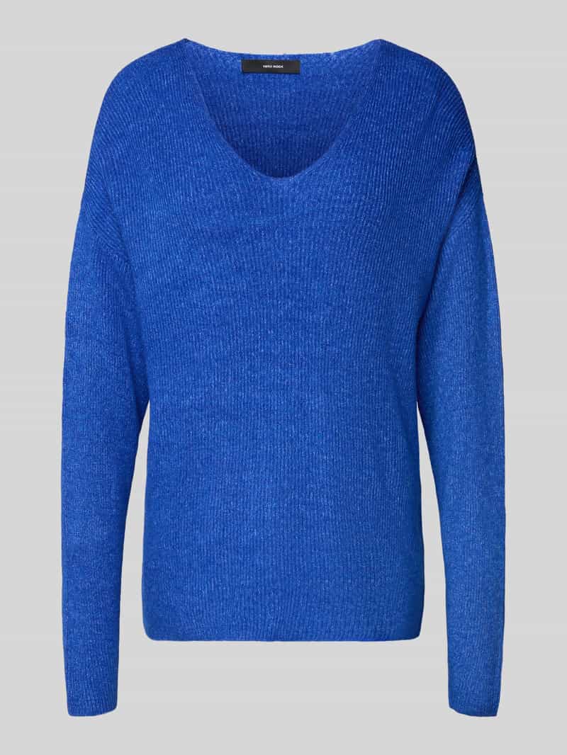Sweter z dzianiny o kroju regular fit z dekoltem w serek model ‘CREWLEFILE’