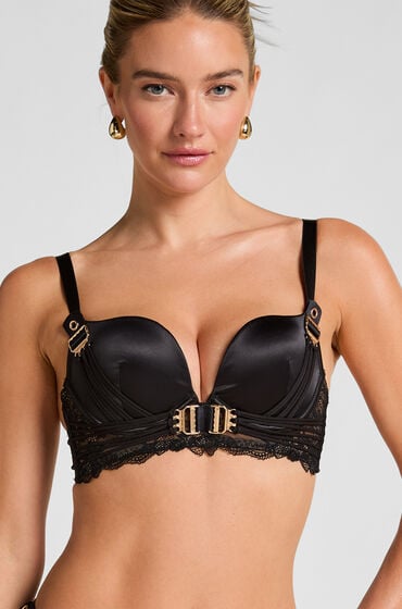 Hunkemöller Usztywniony długi biustonosz Avela z fiszbinami Czarny