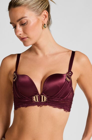 Hunkemöller Usztywniony długi biustonosz Avela z fiszbinami Czerwony
