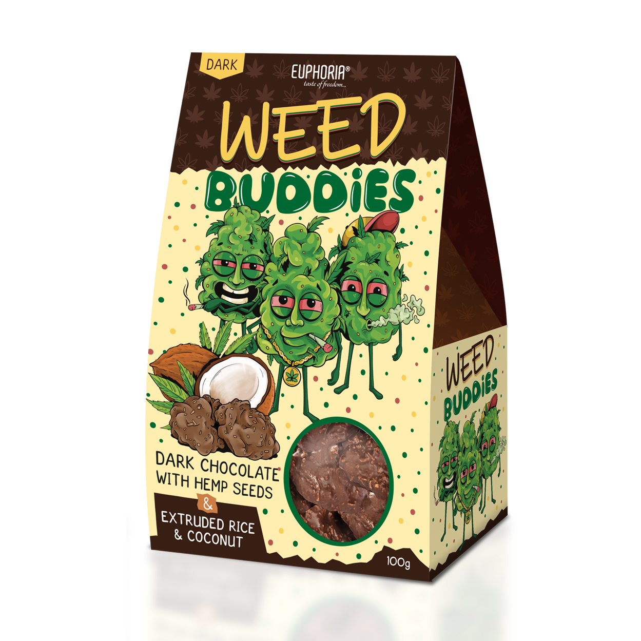 Euphoria Weed Buddies Ciemna Czekolada z nasionami konopi siewnych