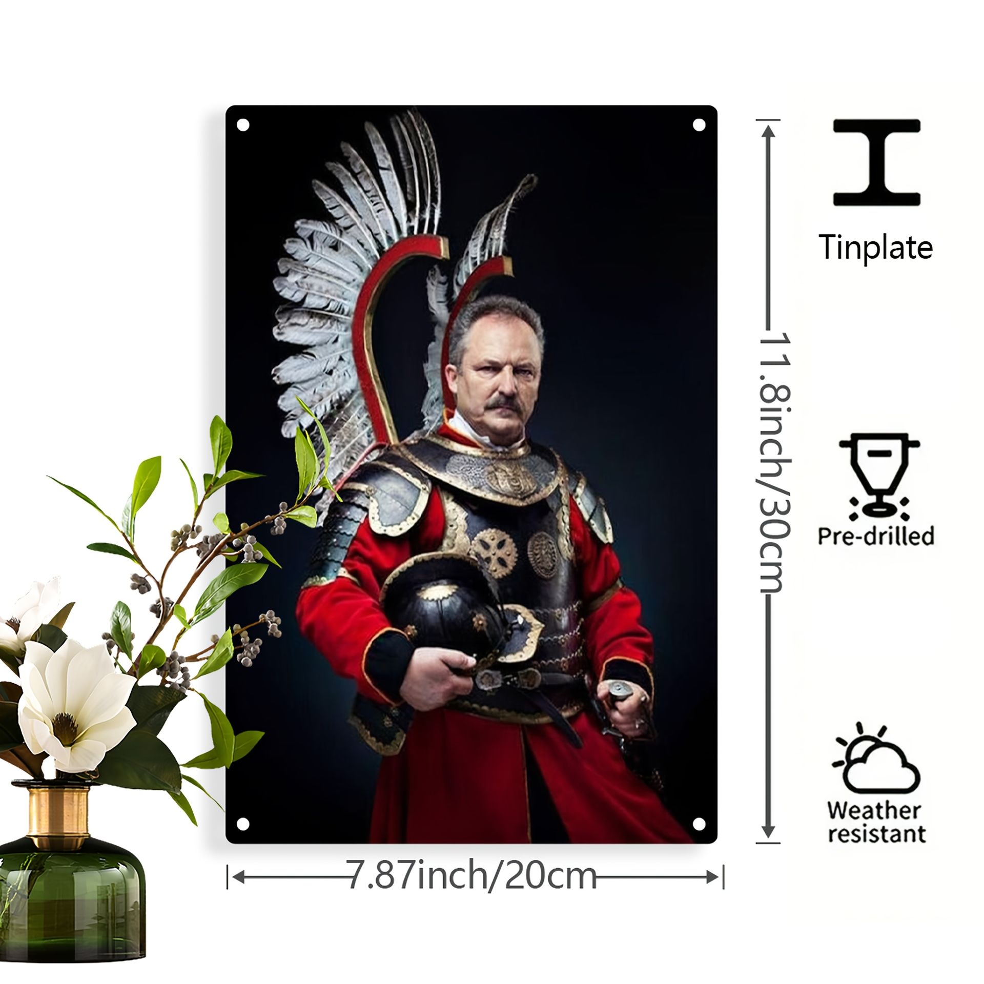 TEMU 2D płaski, 1 szt., 2D płaski, malowanie żelazem, polski generał Jan Sobieski, dekoracja pokoju, dekoracja ścienna, przedwiercone, odporne na