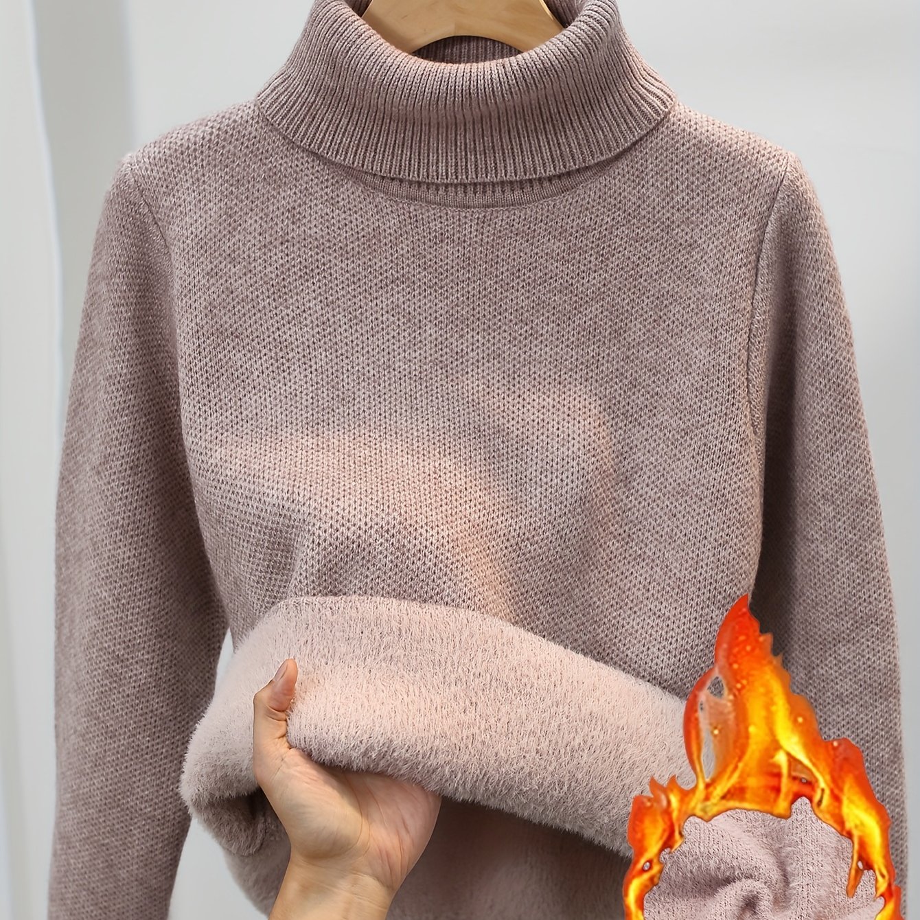 TEMU Elegancki sweter damski z wysokim dekoltem - Miękki, ciepły sweter typu pulower, na każdą porę roku, do noszenia na co dzień i na specjalne