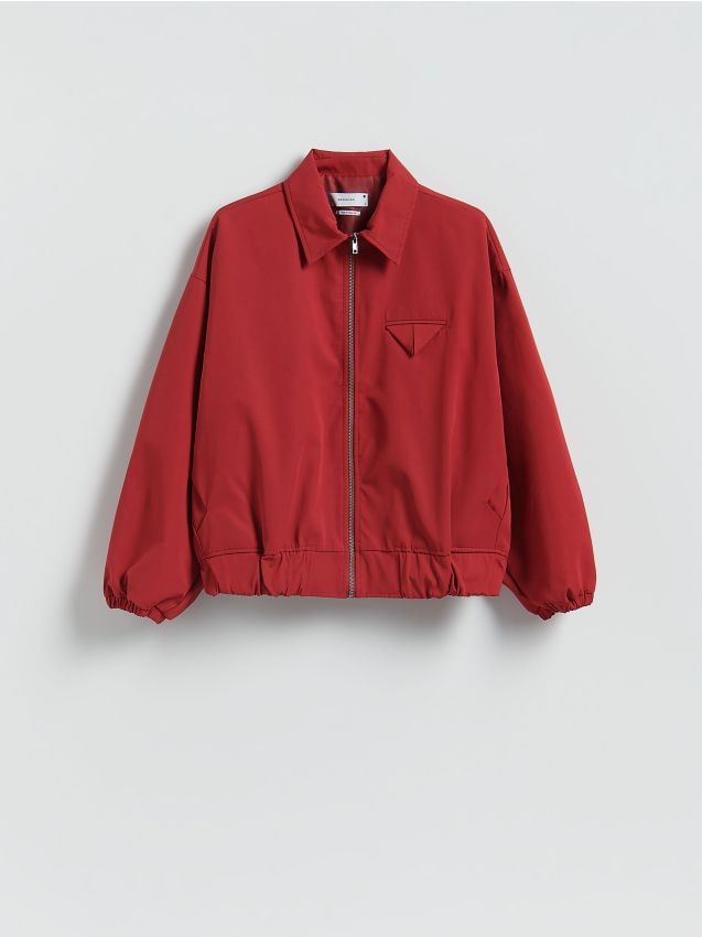 Reserved - Kurtka bomberka z kołnierzykiem - czerwony