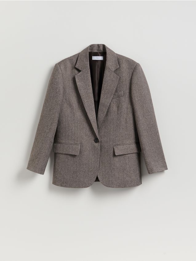 Reserved - Jednorzędowa marynarka - brązowy