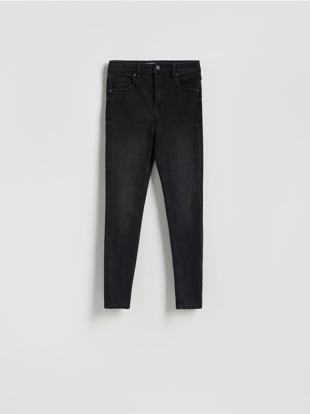 Reserved - Jeansy slim fit z przetarciami - czarny