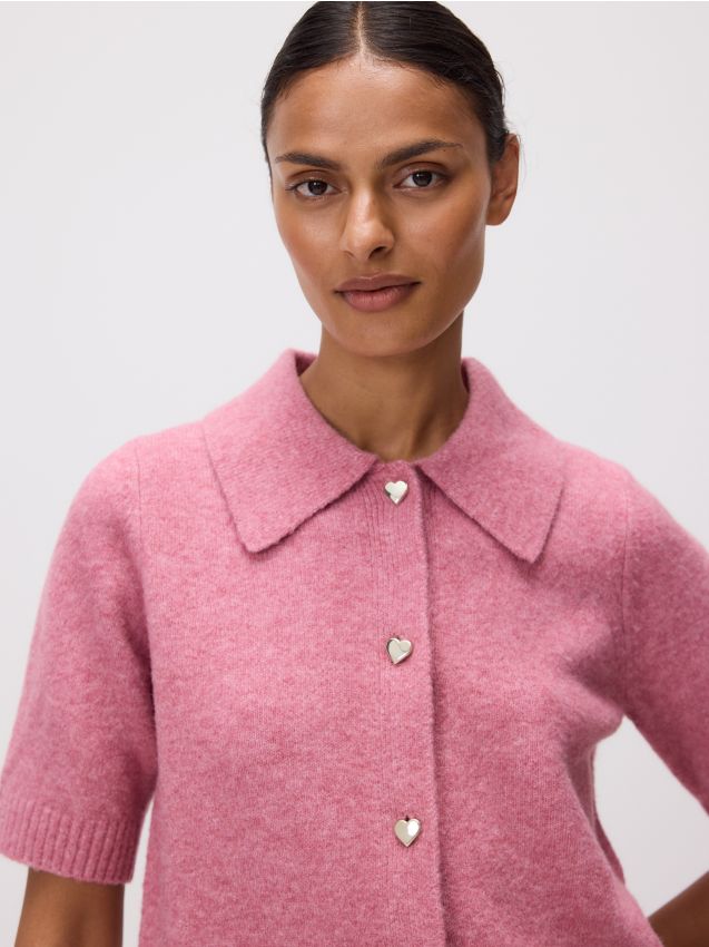 Reserved - Kardigan z ozdobnymi guzikami - różowy