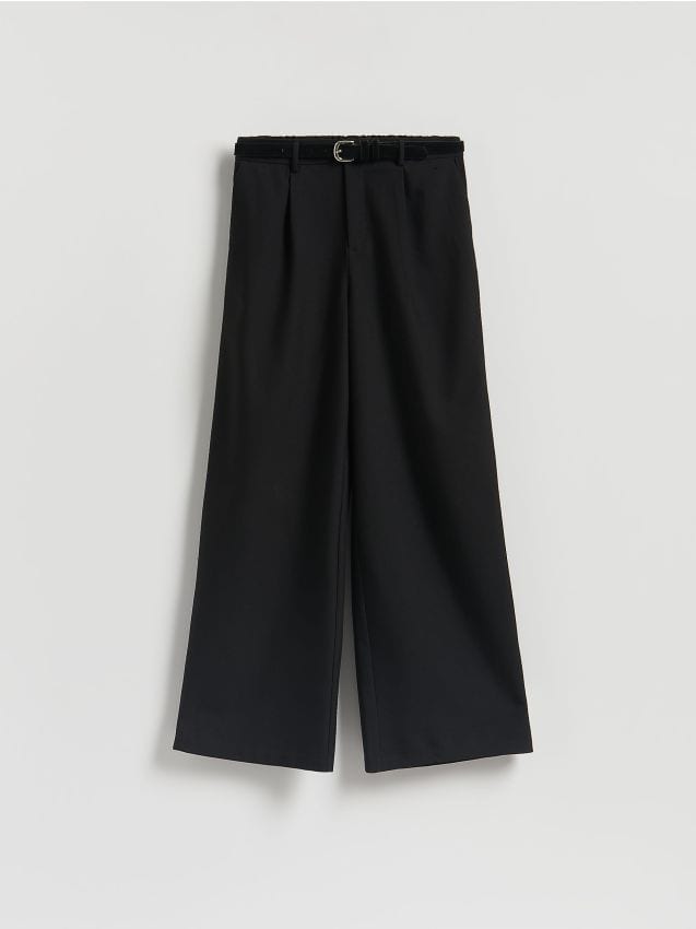 Reserved - Luźne spodnie z paskiem - czarny