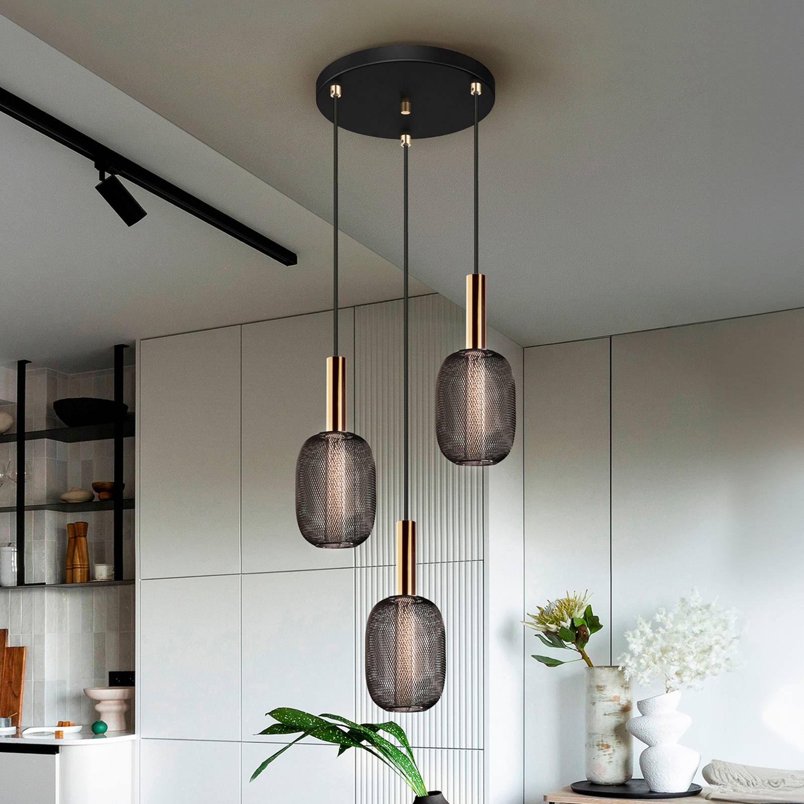 Schuller Valencia Lampa wisząca Micron, możliwość ściemniania, czarny, salon / jadalnia, metal