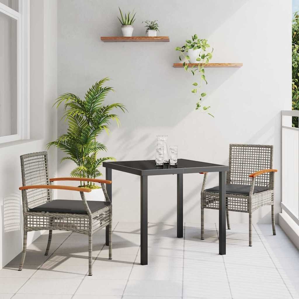 Zestaw do jadalni w ogrodzie 3 pcs Szary polirattan