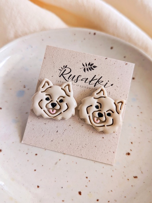 Kolczyki pieski pomeranian akcesoria z psami dla psiary oryginalne kolczyki