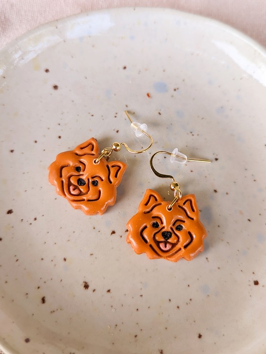 Kolczyki Pieski, psy pomeranian rudy szpic miniaturowy pies piesek