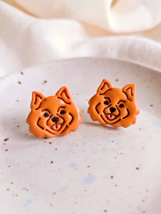 Kolczyki pieski Chow chow Szpic Minaturowy pomeranian akcesoria z psami