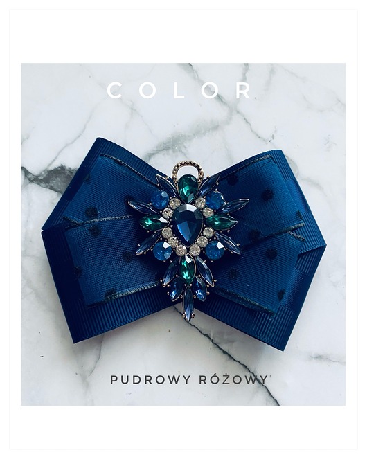 Brosza z kolekcji COLOR z granatowymi i szmaragdowymi kryształkami