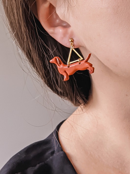 Kolczyki pieski jamniki, biżuteria z jamnikiem, jamnik, dodatki dla psiary