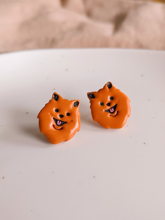 Kolczyki sztyfty pomeraniany Szpic Miniaturowy biżuteria z psem pieskiem