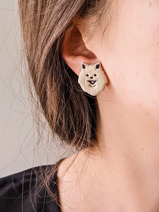 Kolczyki sztyfty pomeraniany Szpic Miniaturowy biżuteria z psem pieskiem