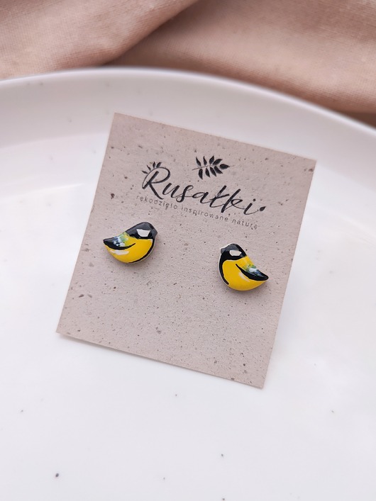 Kolczyki ptaszki ptaki sikorka bogatka, sikorki bogatki, biżuteria w stylu boho