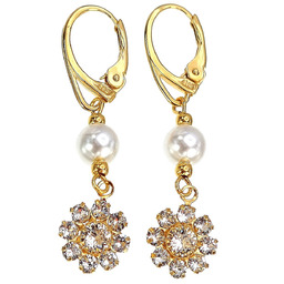 Kryształy Perły Kolczyki Crystal Feel Pearl Gold Złote Srebro
