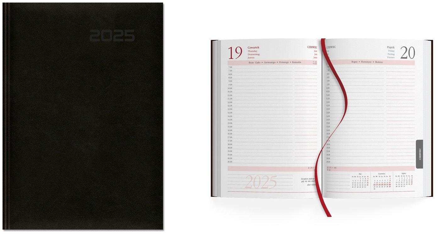 Kalendarz 2026 książkowy A5 dzienny czarny Sk2 - kalendarz