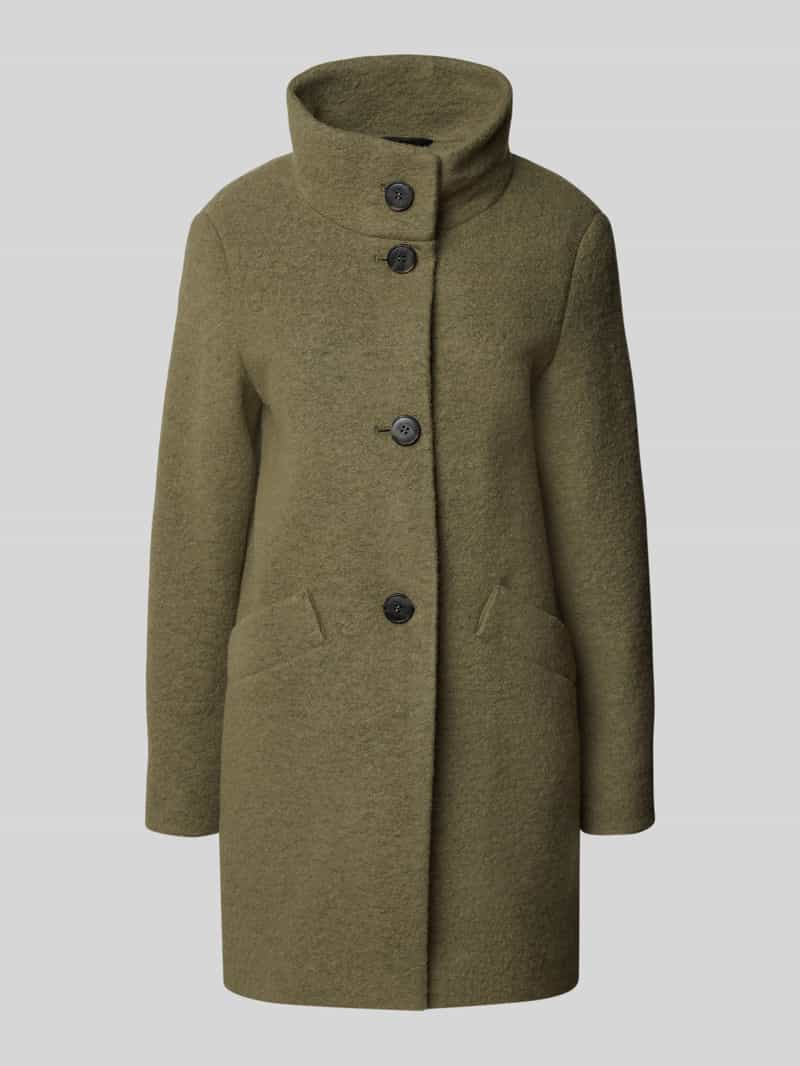 Krótki płaszcz ze stójką i wpuszczanymi kieszeniami