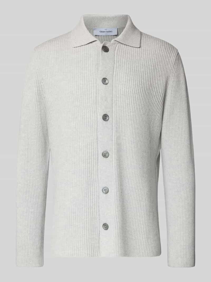 Kurtka z dzianiny z mieszanki wiskozy żywej wełny z wykładanym kołnierzem i listwą guzikową