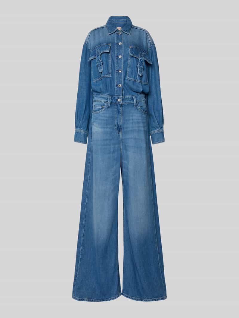 Kombinezon z imitacji denimu z kieszeniami na piersi