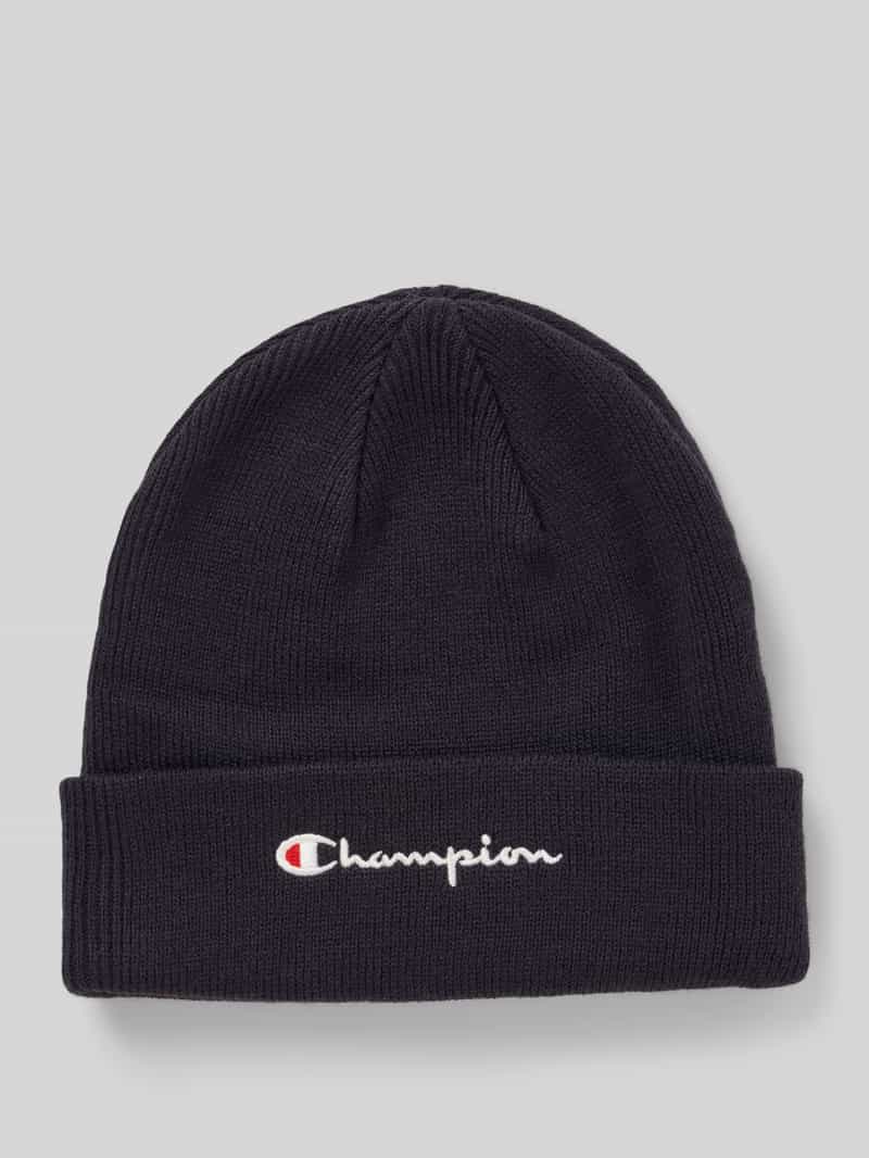 Czapka z imitacji dzianiny z wyhaftowanym logo