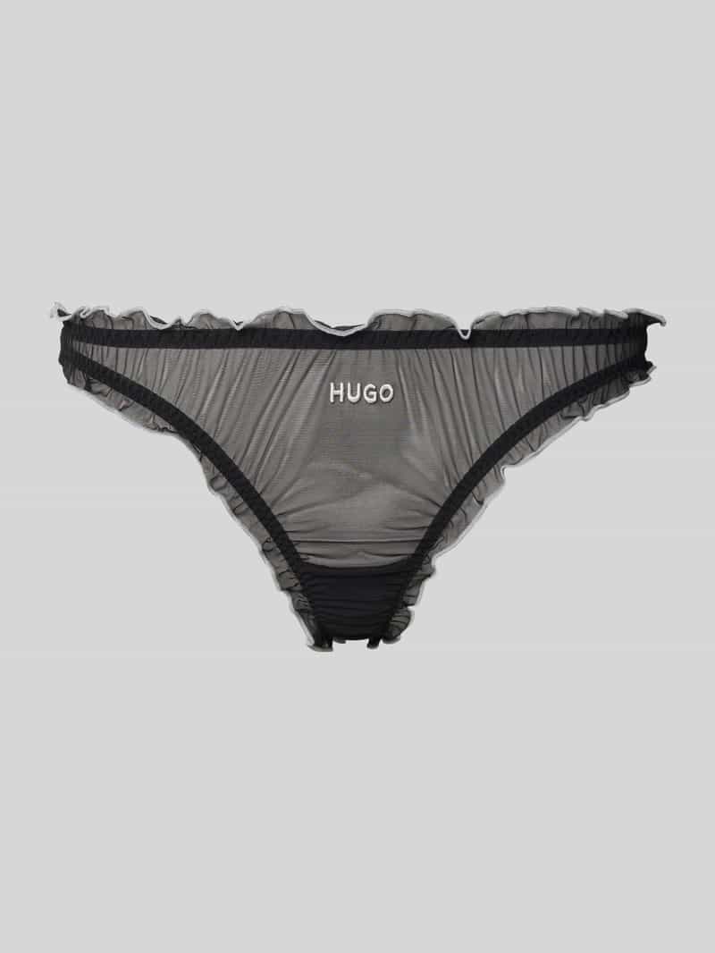 Stringi z wyhaftowanym logo w zestawie 3 szt. model ‘MESH’