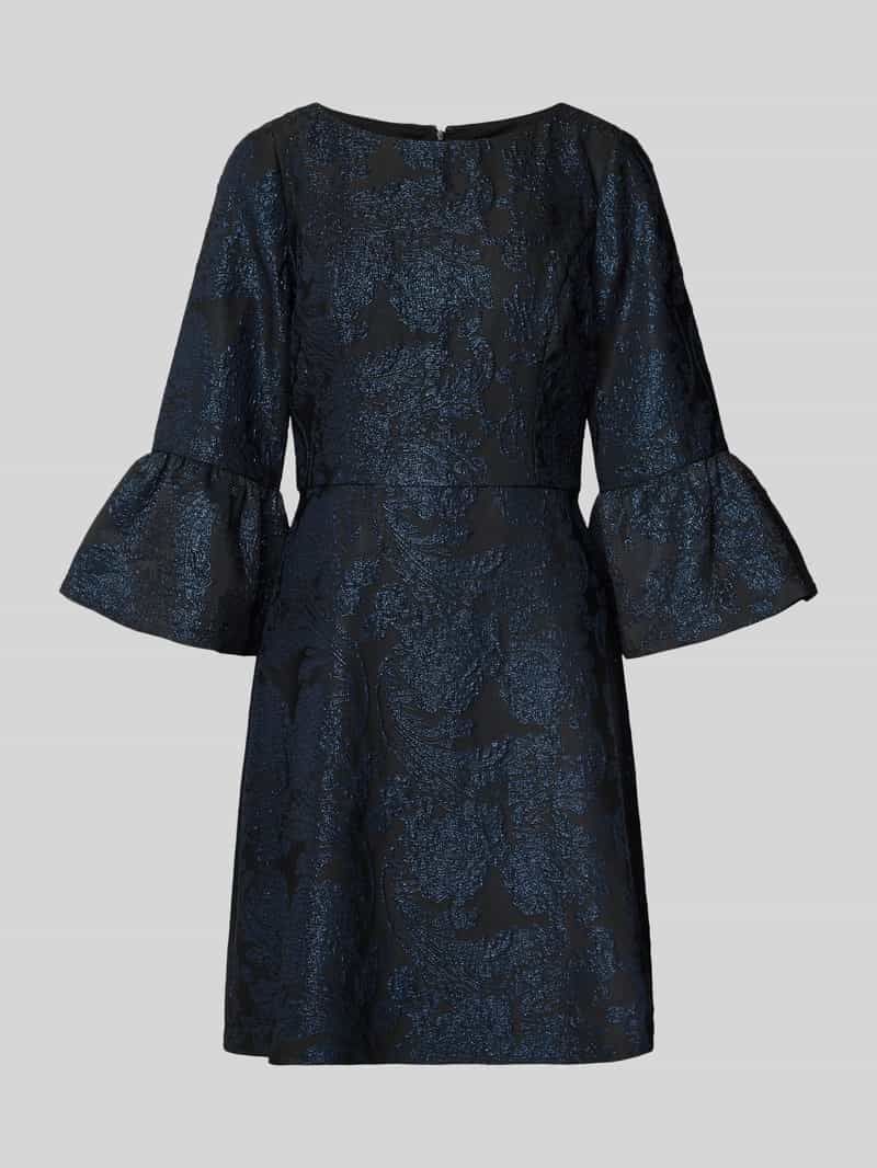 Sukienka koktajlowa o kroju regular fit z kwiatowym haftem na całej powierzchni