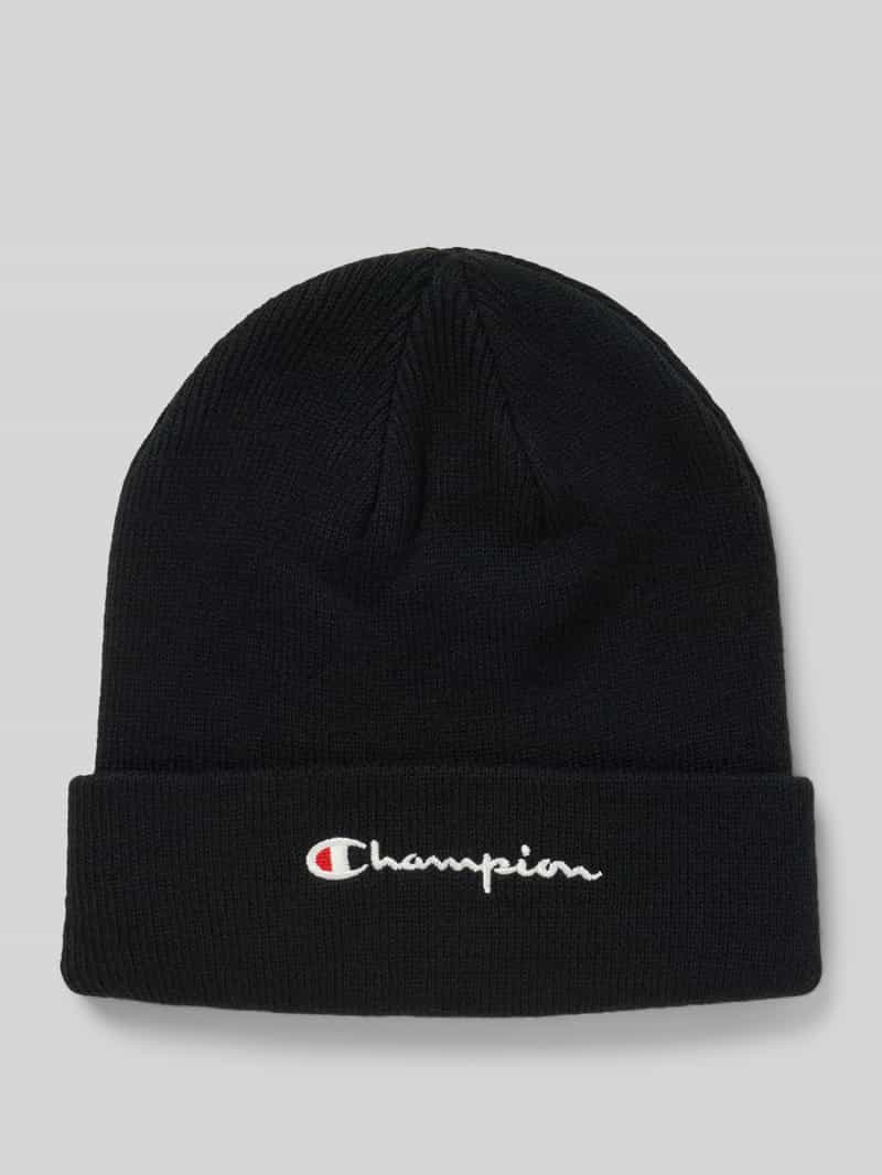 Czapka z imitacji dzianiny z wyhaftowanym logo