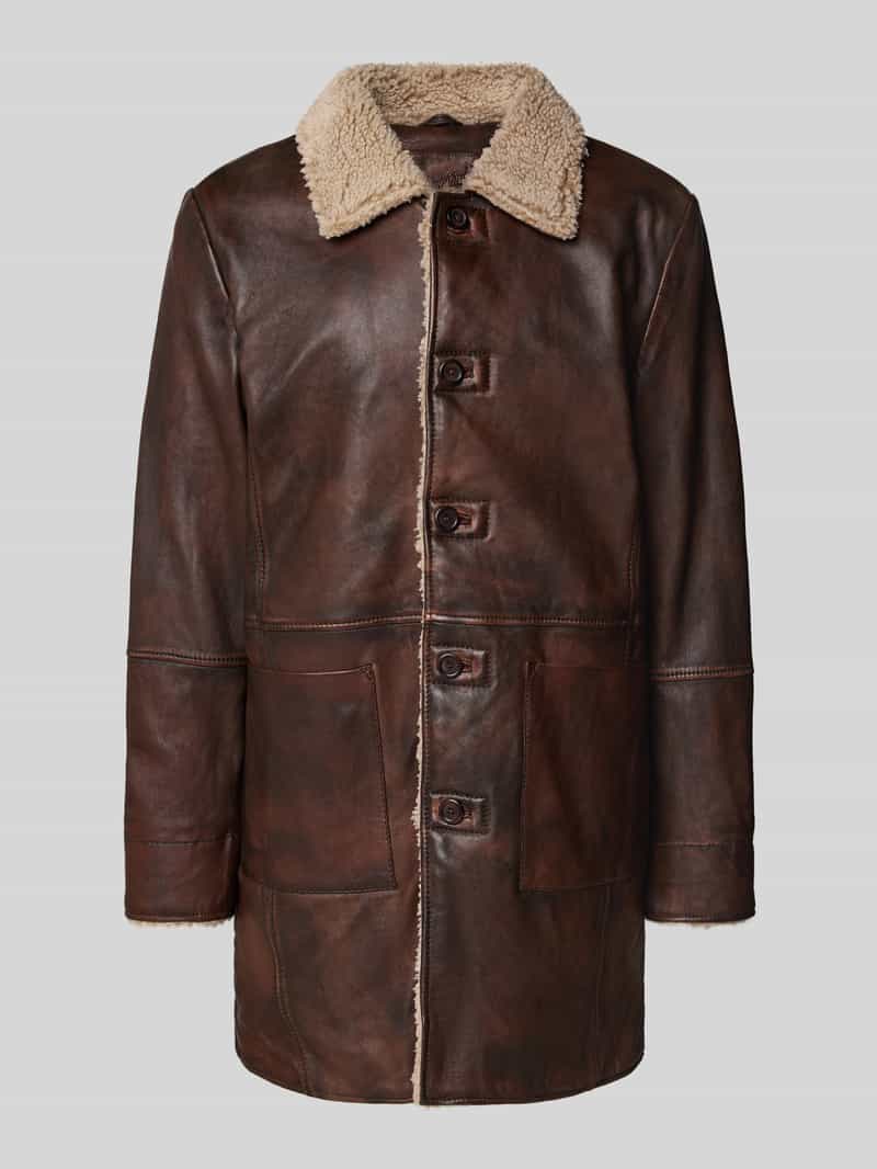 Płaszcz o kroju regular fit z imitacji skóry model ‘Gris’