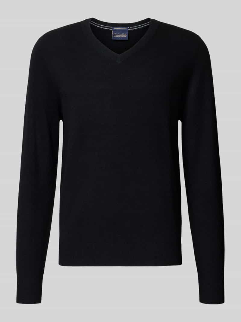 Sweter z dzianiny z mieszanki wełny i kaszmiru z dekoltem w serek