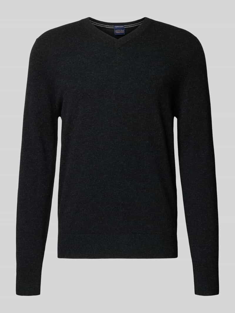 Sweter z dzianiny z mieszanki wełny i kaszmiru z dekoltem w serek