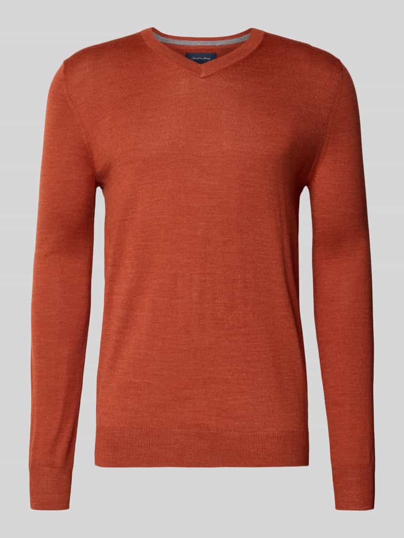 Sweter z dzianiny z mieszanki wełny z dekoltem w serek